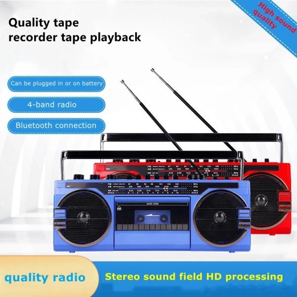 Players CMIK MK132 Retro Tape Radio 5.0 Bluetooth Portable MultifRequency Radio USB TF Card Playback Tape MP3 lecteur magnétique
