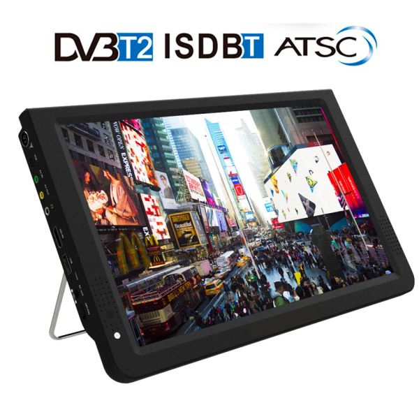 Players D12 pouces HD Portable TV DVBT2 ATSC ISDBT numérique et analogique Mini petite voiture Télévision USB SD Card HDMI MP4