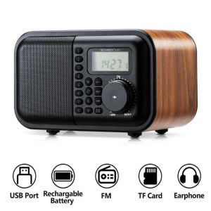 Spelers Digitale Draagbare Radio Fm Stereo-ontvanger Bluetooth-luidspreker Stereo Mp3-speler Ondersteuning Tf met Retro Subwoofer Timing Wekker