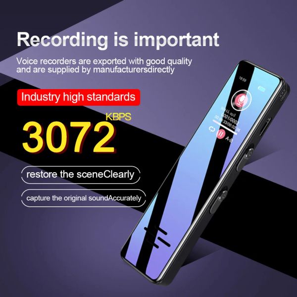Reproductores Recordadora de voz digital Activado 16G/32G mini dictáfono Grabación de audio de larga distancia MP3 Reducción de ruido Reducción de ruido