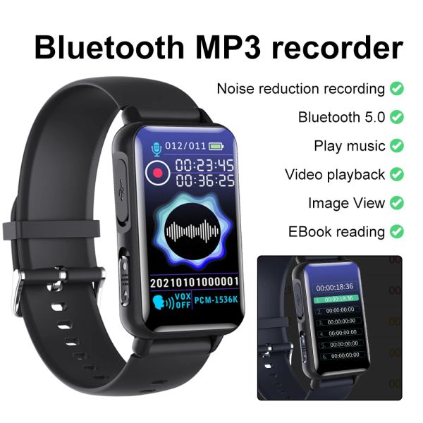 Reproductores Grabadora de voz digital Pulsera Bluetooth inteligente Reproductor de MP3 Ebook HD Reducción de ruido Grabación Pluma 4G / 8G / 16G / 32G Reloj de grabación