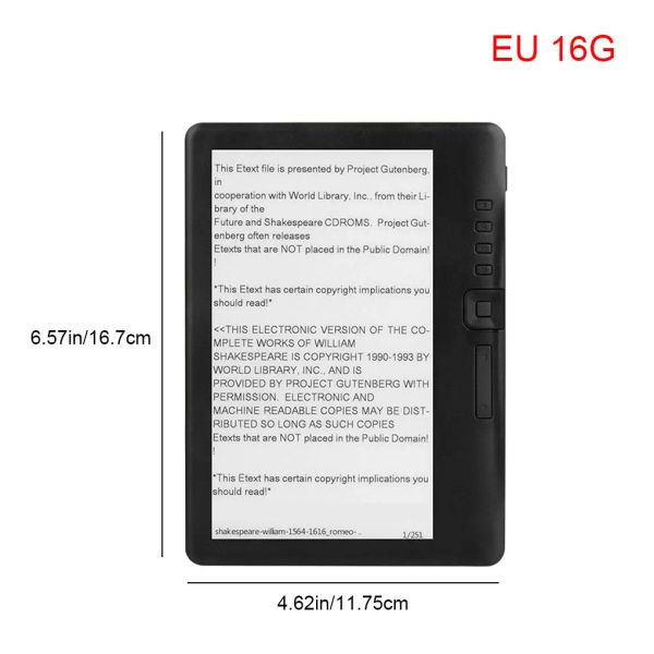 Players Ebook Reader 7inch tft hd affichage mp3 lecteur mp3 ebook 16 Go Tablet 16 9 Ratio Reading Device EU