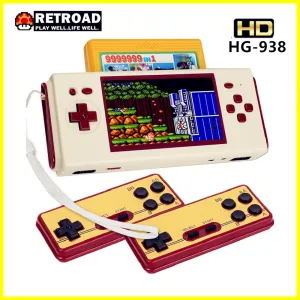 Spelers FeiHao Retro Handheld Game Console HD 4.3inch 2.4G Draadloos Twee spelers Rood en Wit Compatibel met FC Geel Multi Cartridge