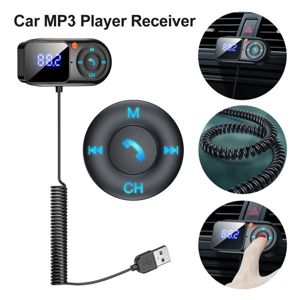 Players FM Transmetteur Modulateur Car MP3 Player Receiver 3.5 mm AUX Bluetooth Compatible Car récepteur audio grand écran LCD Handsfree