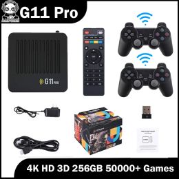 Joueurs G11 Pro 4K HD 3D Gamebox Video Game Console 64G 128G 256G GAME Stick 2.4G Wireless GamePad Support PSP GBC GBA N64 40000+ Jeux