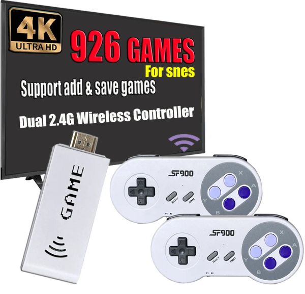 Joueurs Game Stick Console de jeu vidéo SF900 intégré 926 jeux classiques contrôleur sans fil 16 bits HD rétro Console de jeu pour Snes