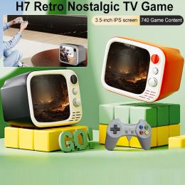 Spelers H7 Retro Nostalgic TV Game Console Video Game Player 3.5 inch HD Screen Double Wireless Gamepad met 740+ games voor kinderen geschenken