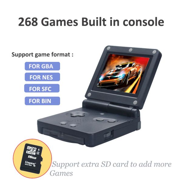 Joueurs Joueurs de jeu portables 32 bits 2,8 pouces Mini console de jeu vidéo avec 268 jeux classiques rétro prenant en charge le téléchargement de jeux pour GBA