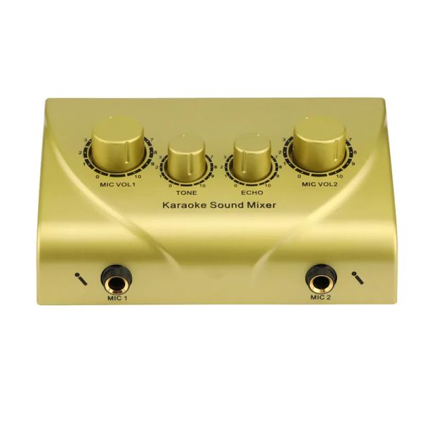 Players Hotportable Dual Mic Entes Audio Sound Mixer pour amplificateur Microphone Karaoke OK Mixer Black Eu Plux