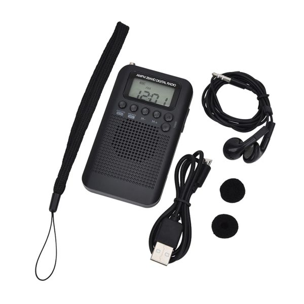 Players HRD104 Portable Mini Radio Stéréo Antenne MP3 Music Player LCD Affichage Digital Tuning Radio avec le haut-parleur Rechargeable