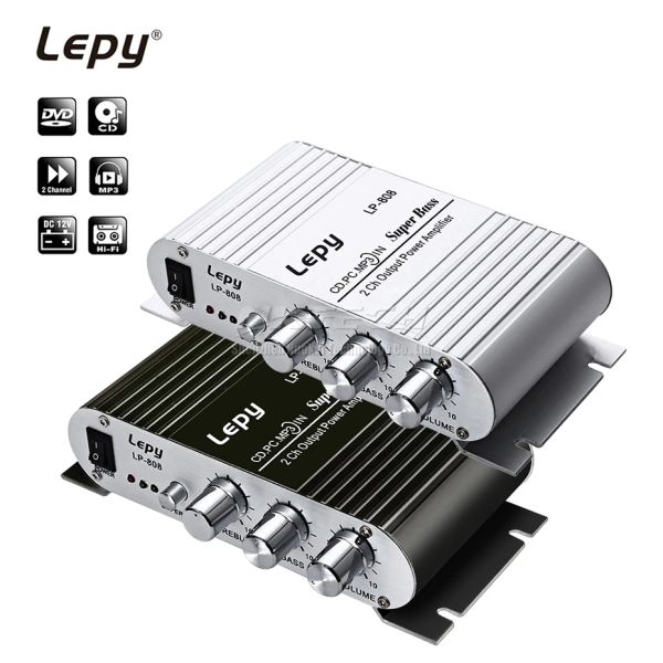 Players LP808 LEPY Mini Car Power Amplificateur Digital Player HIFI STEREO CD MP3 MP4 PC EN DOINDER MOTORCYLE HOME SUPER BASS 2CH AMP