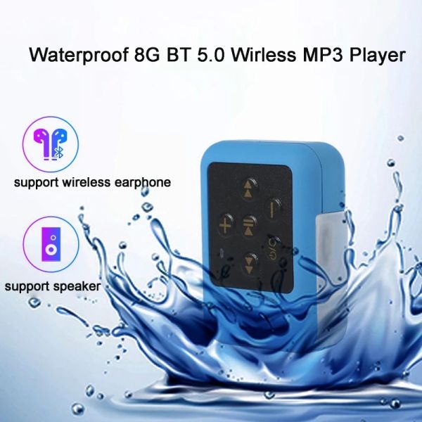 Reproductores Reproductor de música de diseño mini Reproductor de MP3 inalámbrico impermeable de 16 GB con auriculares de 3,5 mm Ideal para deportes, correr y más