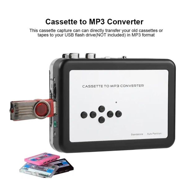 Reproductores Cape del casete de casete multifuncional TEQUETA POR CASSETA PORTABLE A CONVERTOR MP3 Captura de la unidad flash USB Captura Música de audio Nuevo