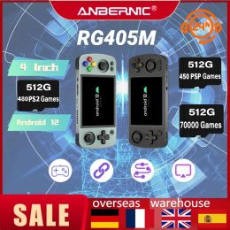 Joueurs New 512G Anbernic RG405M 4inch IPS TOCCH Screen Android 12 Tiger UniSoc T618 Le premier jeu de main-d'œuvre CNC Aluminium 70000 + jeux