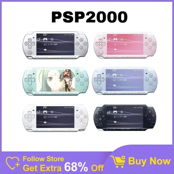 Players Original PSP2000 Console de jeu 32 Go 64 Go La carte mémoire 128 Go comprend des jeux gratuits, des jeux pré-installés et prêt à jouer