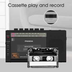 Spelers Panda 6503 Portable Vintage Retro Tape Recorder AM FM Radiospeler Stereo Boombox MP3 Audiobandspeler Cassette Recorders USB