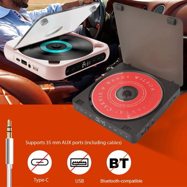 Players lecteur CD portable 3.5 mm USB HIFI DISC DISC DISC DIGUR DICON Rétro CD Disc Support CD / MP3 / WMA Retro Home Audio Player