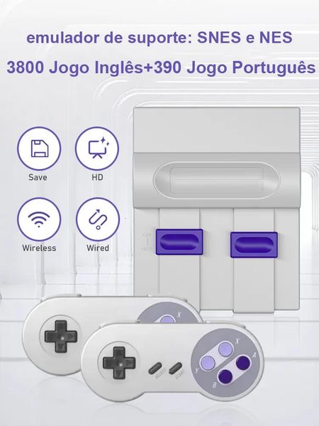 Joueurs Joueurs de jeux portables 16 bits filaire sans fil TV vidéo famille 4000 s Console Everdrive pour Super NES FC rétro SNES cadeaux de noël 2