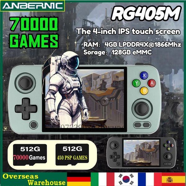 Reproductores Reproductores de juegos portátiles 512G ANBERNIC RG405M Sistema Android 12 Pantalla IPS de 4 pulgadas Reproductor de juegos Consola de juegos portátil Unisoc Tiger T618