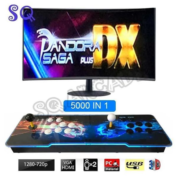 Reproductores Reproductores de juegos portátiles Pandora Saga DX 5000 en 1 Consola Arcade Machine caja de juegos con USB LED HDMI / VGA 15hz crt Outp para joystick