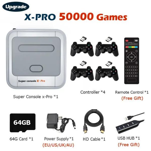 Reproductores Reproductores de juegos portátiles Super Console X Pro Retro Video TV Box HD Wifi Salida Sistema dual incorporado 50000 s aplicable a PS 221104