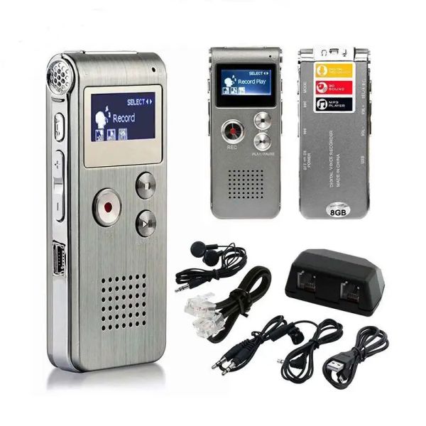 Joueurs Mini enregistreur vocal portable mini enregistreur vocal numérique 8 Go enregistreur téléphonique dictaphone lecteur MP3 avec lecteur MP3 WAV