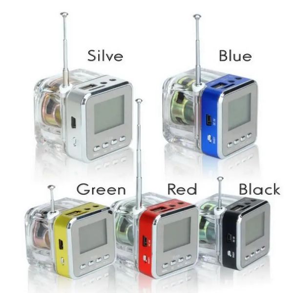 Joueurs Musique portable Lecteur MP3 Haut-parleur avec câble USB Nizhi TT028 Mini USB Carte MicroSD FM Radio LCD Affichage Haut-parleur R57