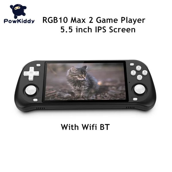 Joueurs Powkiddy 5 pouces RGB10 Max 2 Open Source Console de jeu rétro portable RK3326 Puce 3D Wifi Lecteur de jeu vidéo Boîte Machine Enfants Cadeau