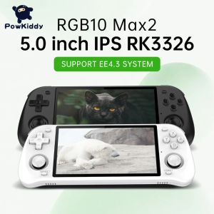 Jugadores POWKIDDY Max2 Retro Sistema de código abierto RGB10 MAX 2 Consola de juegos portátil RK3326 Pantalla IPS de 5.0 pulgadas 3D Rocker Regalo para niños