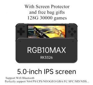 Spelers Powkiddy RGB10 Max 5 inch IPS Scherm Retro Handheld Game Console Voor PSP N64 PS NDS Pocket Video Game Player 128G 30000 Games