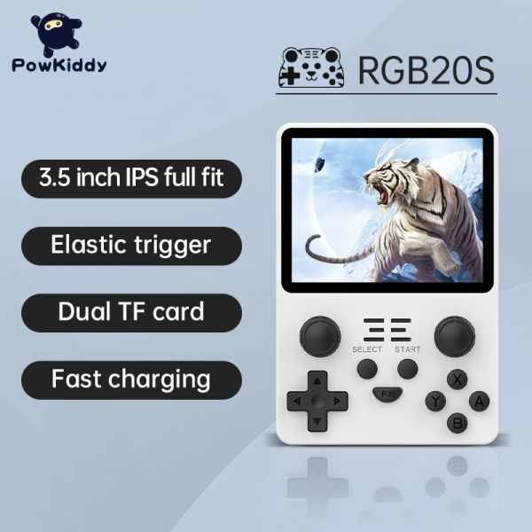 Joueurs POWKIDDY RGB20S Console de jeu portable nouveaux joueurs de jeu rétro système Open Source 3.5 pouces 4 3 IPS écran cadeaux de jouets pour enfants