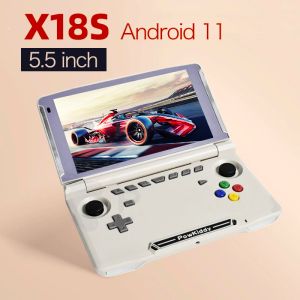 Spelers Powkiddy X18S Nieuwe Android 11 5.5 Inch Touch IPS Scherm Flip Handheld Game Console T618 Chip Mobiele Game Spelers Ram 4GB Rom 64GB