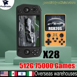 Jugadores POWKIDDY X28 RGB20S PS2 PSP Consola de juegos portátil HD Tarjeta dual Android11 T618 900 PS One RK3326 MINI Retro Videojuegos