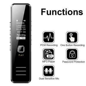Reproductores Control de voz profesional Smart Voice Recorder Fidelity Reducción de ruido Registro digital Pen Dictaphone Portable MP3 WMA reproductor
