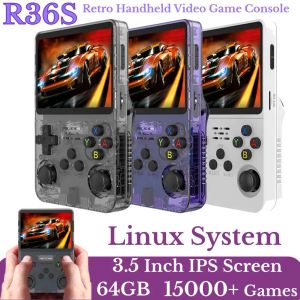 Spelers R36S Handheld Video Game Console 3,5 inch IPS Screen Linux System R36S Retro Portable Pocket Video Player 64GB Games Emulator
