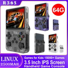 Spelers R36S Portable Pocket Video Player Open Source Linux 3,5 inch IPS -scherm Handheld Game Player 3D DualSystem voor kinderen en volwassen