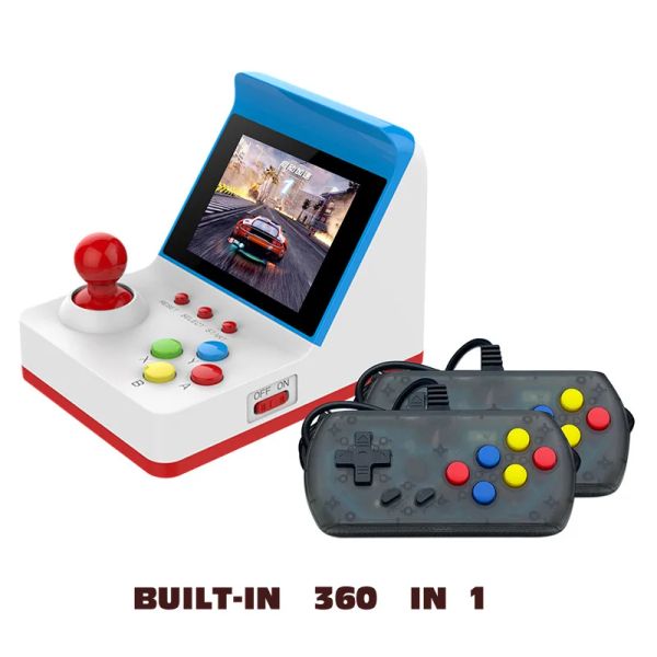 Jugadores Consola de juegos recreativos retro Máquina de juegos portátil Buildin 360 Juego clásico Joysticks con cable dual Soporte AV Out y extra