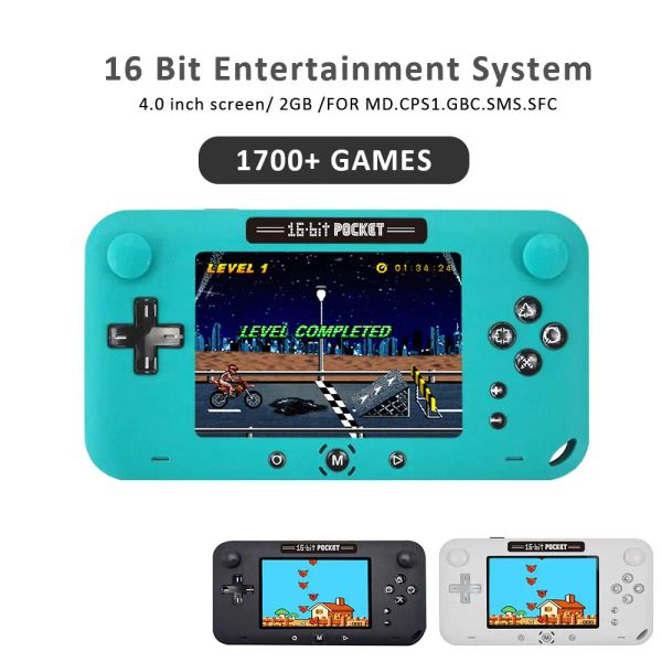 Joueurs Joueurs de jeu portables rétro Console de jeu portable Écran 4,0 pouces Jeux de poche familiaux 16 bits pour enfants Construit en 1716 Jeu classique