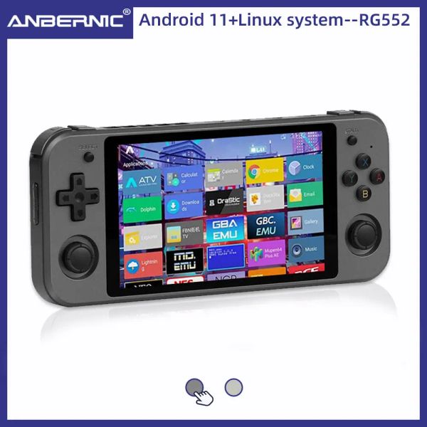 Joueurs RG552 Anbernic Retro Console de jeu vidéo Double systèmes Android Linux Pocket Game Player Construit en 64G 4000+ Jeux