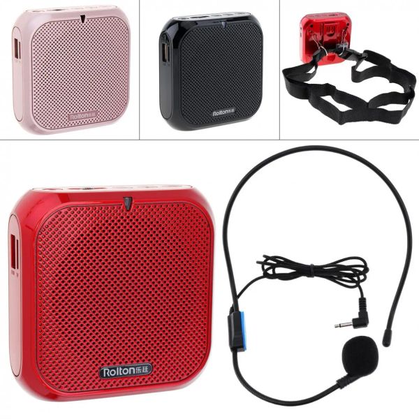 Joueurs Rolton K400 Haut-parleur audio filaire Megaphone Amplificateur vocal Haut-parleur Microphone Ceinture Clip Support FM Radio TF Lecteur MP3