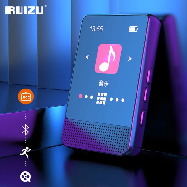 Lecteurs Ruizu Hifi Lecteur MP3 avec Bluetooth 16 Go / 32 Go Lecteur audio vidéo Mini baladeur portable Support FM Radio Ebook Enregistrement