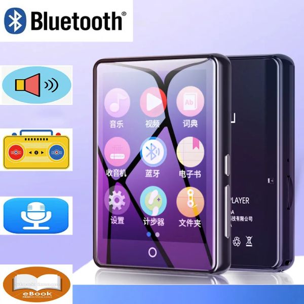 Jugadores Ruizu M7 MP3 MP3 Player Bluetooth 5.0 Buildin Speakin 2.8 pulgadas Pantalla táctil grande con eBook Pectómetro Grabación de radio Video