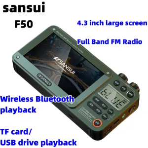 Joueurs Sansui F50 Retro Video Radio Caixa de Som Bluetooth Portable Stéable Subwoofer Mini Plug In Walkm All Band Mp3 Music Player