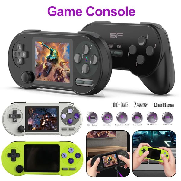 Joueurs SF2000 Console de jeu vidéo portable Console de jeu à écran IPS de 3 pouces avec plus de 8000 jeux intégrés Lecteur de jeu TV rétro Sortie AV