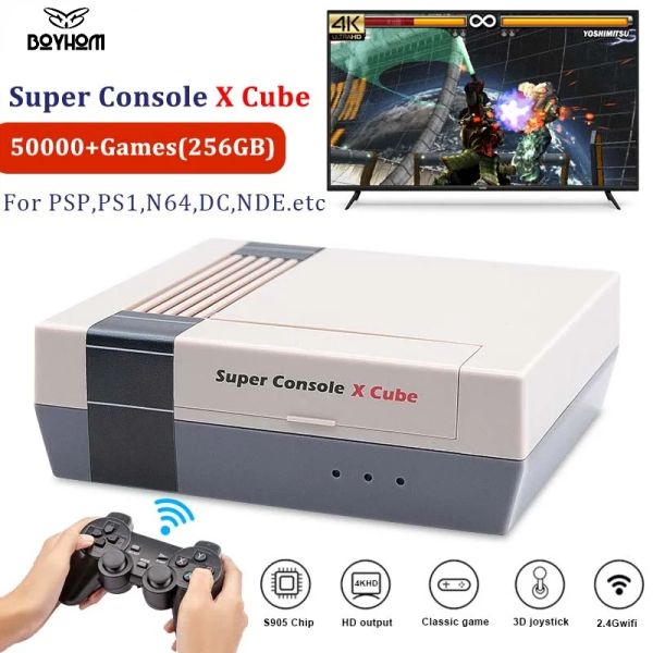 Jugadores Super Consola X Cube Construido en 50000+ Juegos 50+ Emuladores Rendimiento TV Salida HD Reproductor de videojuegos retro para PSP/PS1/N64 REGALO
