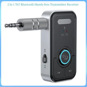 Players T67 Bluetooth Hands Free Kit Kit Receiver Adapter 3,5 mm AUX Wireless 2in1 Transmetteur MP3 Music Player Player Accessoires