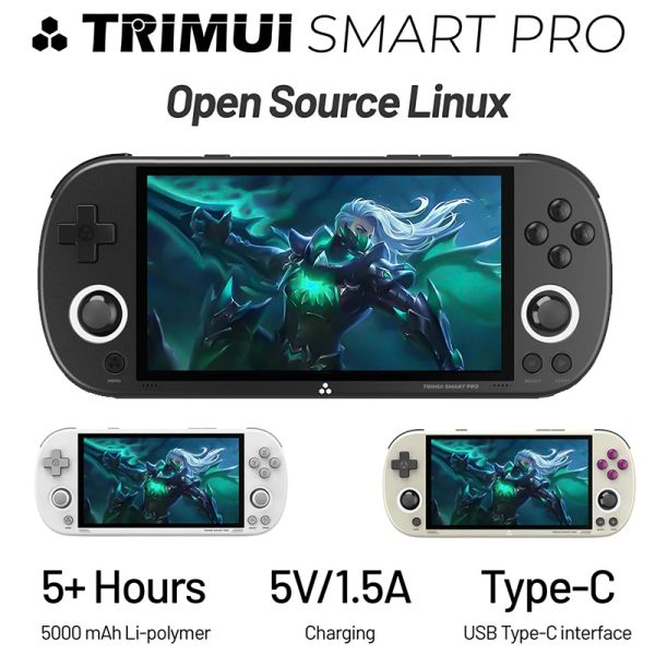 Joueurs Trimui Smart Pro Open Source Console de jeu portable Rétro Arcade HD 4,96 pouces IPS Écran Console de jeu Système Linux Autonomie de la batterie