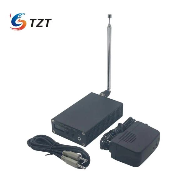 Jugadores TZT 50MW 87109MHZ STEREO PLL FM MP3 Transmisor Mini Radio Station + Fuente de alimentación + Antenna