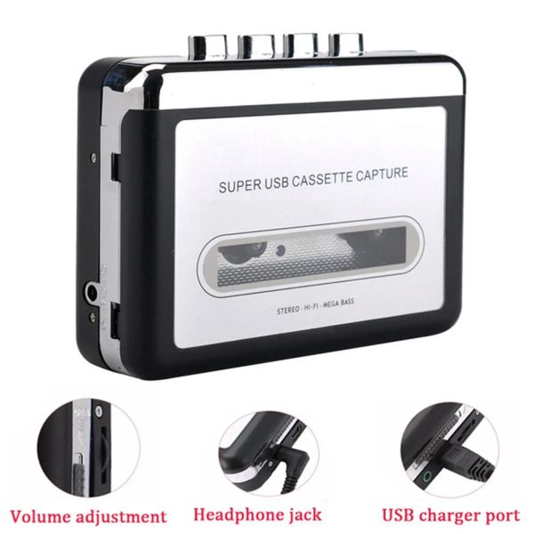 Reproductores USB Cassette Captura Radio Reladrérese Portable Cassette Registrador de cassette Player Audio Audio Mic Music Converter Captura Cassett C6S0