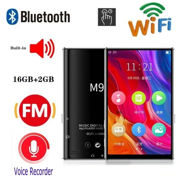 Reproductores WIFI Bluetooth MP4 Reproductor de música Radio FM 4.0 pulgadas Pantalla táctil completa Grabación Ebook MP4 MP5 Reproductor de video musical Altavoz Tarjeta TF